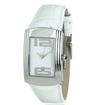 Chronotech White Leather Dress Watch