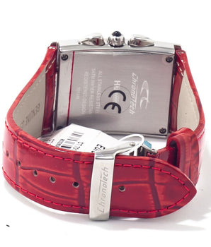 Chronotech Red Leather Dress Watch