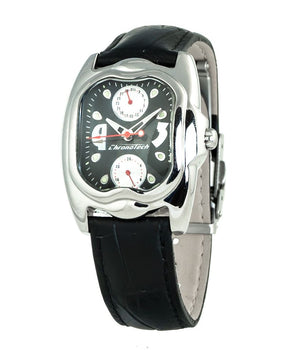Chronotech Black Leather Dress Watch