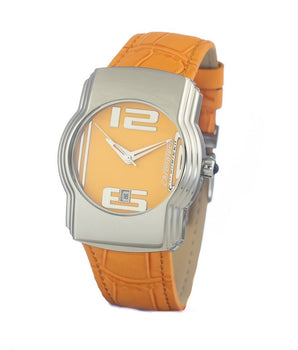 Chronotech Orange Leather Dress Watch