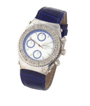 Chronotech Blue Leather Dress Watch