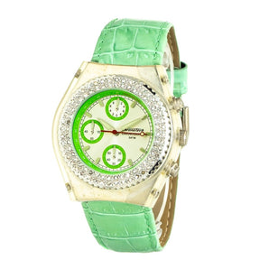 Chronotech Green Leather Watch