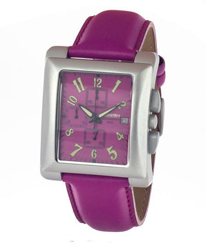 Chronotech Purple Leather Dress Watch