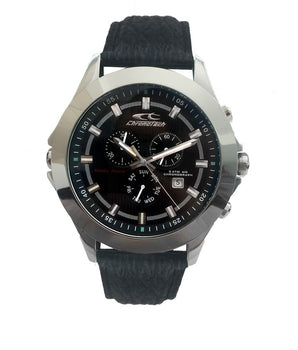 Chronotech Black Leather Dress Watch