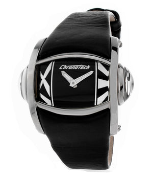 Chronotech Black Leather Dress Watch