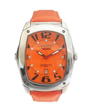 Chronotech Orange Leather Dress Watch