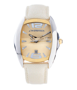 Chronotech Beige Leather Dress Watch