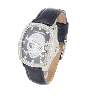 Chronotech Black Leather Dress Watch