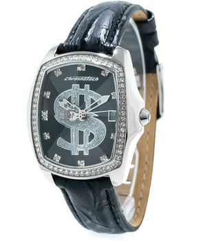 Chronotech Black Leather Dress Watch