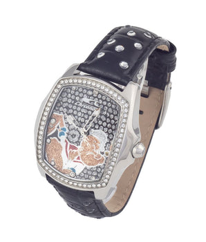 Chronotech Black Leather Dress Watch