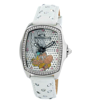 Chronotech White Leather Dress Watch