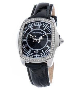 Chronotech Black Leather Bracelet Watch