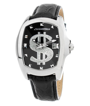 Chronotech Black Leather Dress Watch