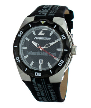 Chronotech Black Leather Sport Watch