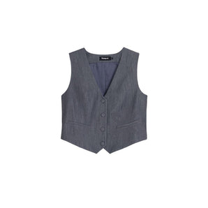 Desigual Gray Polyester Vest