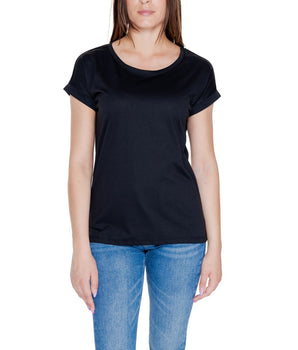 Vila Clothes Black Cotton T-Shirt