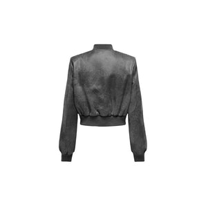 Only Gray Synthetic Leather Jackets &amp; Coat