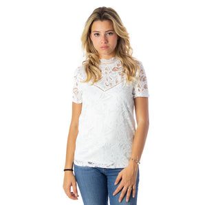 Vila Clothes Camiseta y tops de poliamida color crema