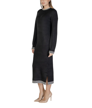 Vila Clothes Black Polyester Midi Dress