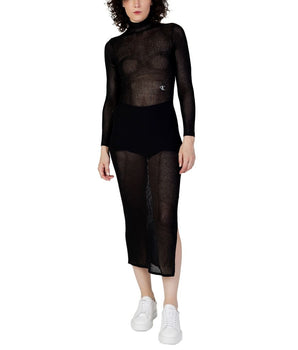 Calvin Klein Jeans Black Marabou Long Dress