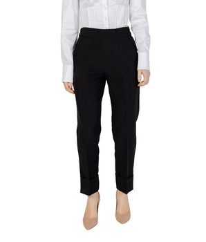 Sandro Ferrone Black Polyester Dress Pants