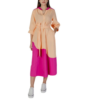 B.Young Orange Cotton Long Dress