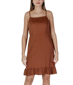 B.Young Brown Linen Midi Dress