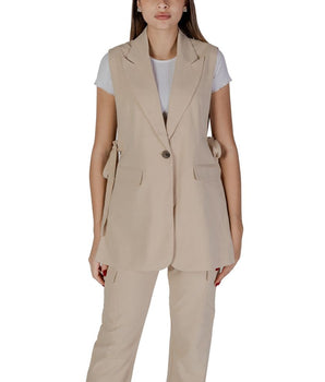 B.Young Beige Polyester Waistcoat