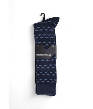 Emporio Armani Underwear Blue Cotton Socks