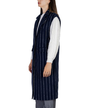 ICHI Blue Polyester Jackets &amp; Coat