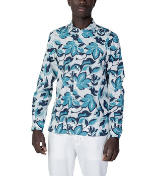 Antony Morato Blue Viscose Pattern Shirt