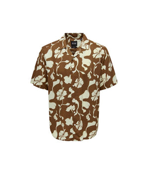 Only & Sons Brown Viscose Shortsleeve Shirt
