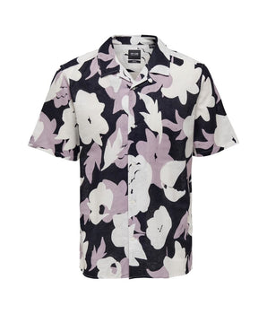 Only & Sons Purple Linen Shortsleeve Shirt
