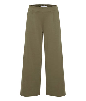 ICHI Green Recycled Polyester Flared Pants
