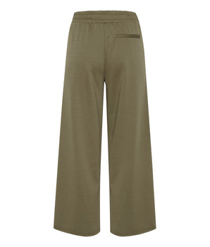 ICHI Green Recycled Polyester Flared Pants