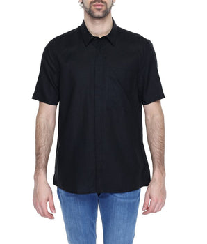 Antony Morato Black Linen Shortsleeve Shirt