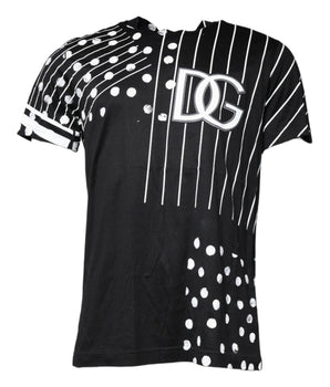 Dolce &amp; Gabbana Black Cotton Polka Dots Round Neck T-shirt