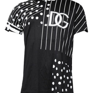 Dolce &amp; Gabbana Black Cotton Polka Dots Round Neck T-shirt