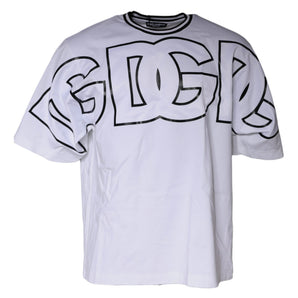 Dolce &amp; Gabbana White Logo Print Crew Neck T-shirt