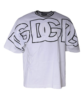 Dolce &amp; Gabbana Camiseta blanca con cuello redondo y logo estampado