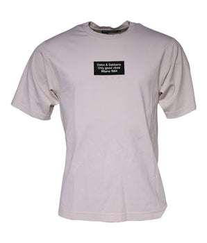 Dolce &amp; Gabbana Beige Logo Cotton Blend Crew Neck T-shirt