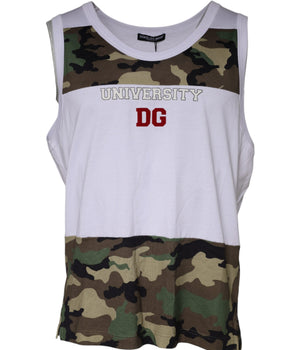 Dolce &amp; Gabbana White Camouflage Tank Sleeveless T-shirt