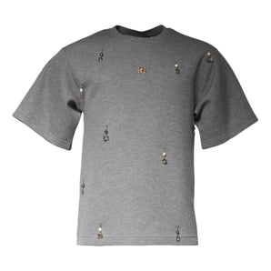 Dolce &amp; Gabbana Gray Cotton Blend Embellished Tee T-shirt