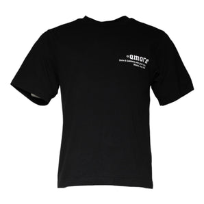 Dolce &amp; Gabbana Black Amore Print Cotton Crew Neck T-shirt