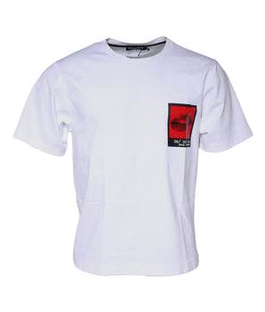 Dolce &amp; Gabbana White Red Lips Print Cotton T-shirt