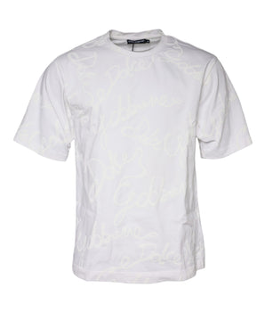 Dolce &amp; Gabbana Camiseta blanca con cuello redondo y estampado de logo