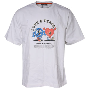 Dolce &amp; Gabbana White Love &amp; Peace Cotton Round Neck T-shirt