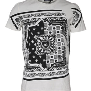 Dolce &amp; Gabbana White Bandana Print Cotton Short Sleeves T-shirt