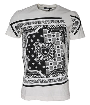 Dolce &amp; Gabbana White Bandana Print Cotton Short Sleeves T-shirt