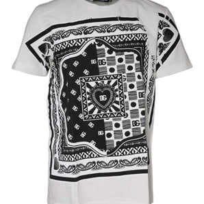 Dolce &amp; Gabbana White Bandana Print Cotton Short Sleeves T-shirt